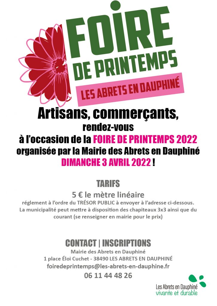 Annonce_Exposants foire de printemps Les Abrets en Dauphiné